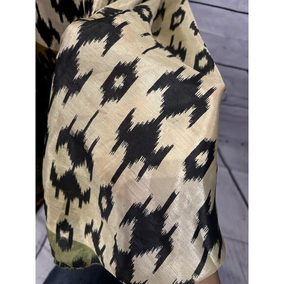 Earthbound Trading Co. Geometric Multicolor Silk Wrap Skirt - Picture 10 of 10